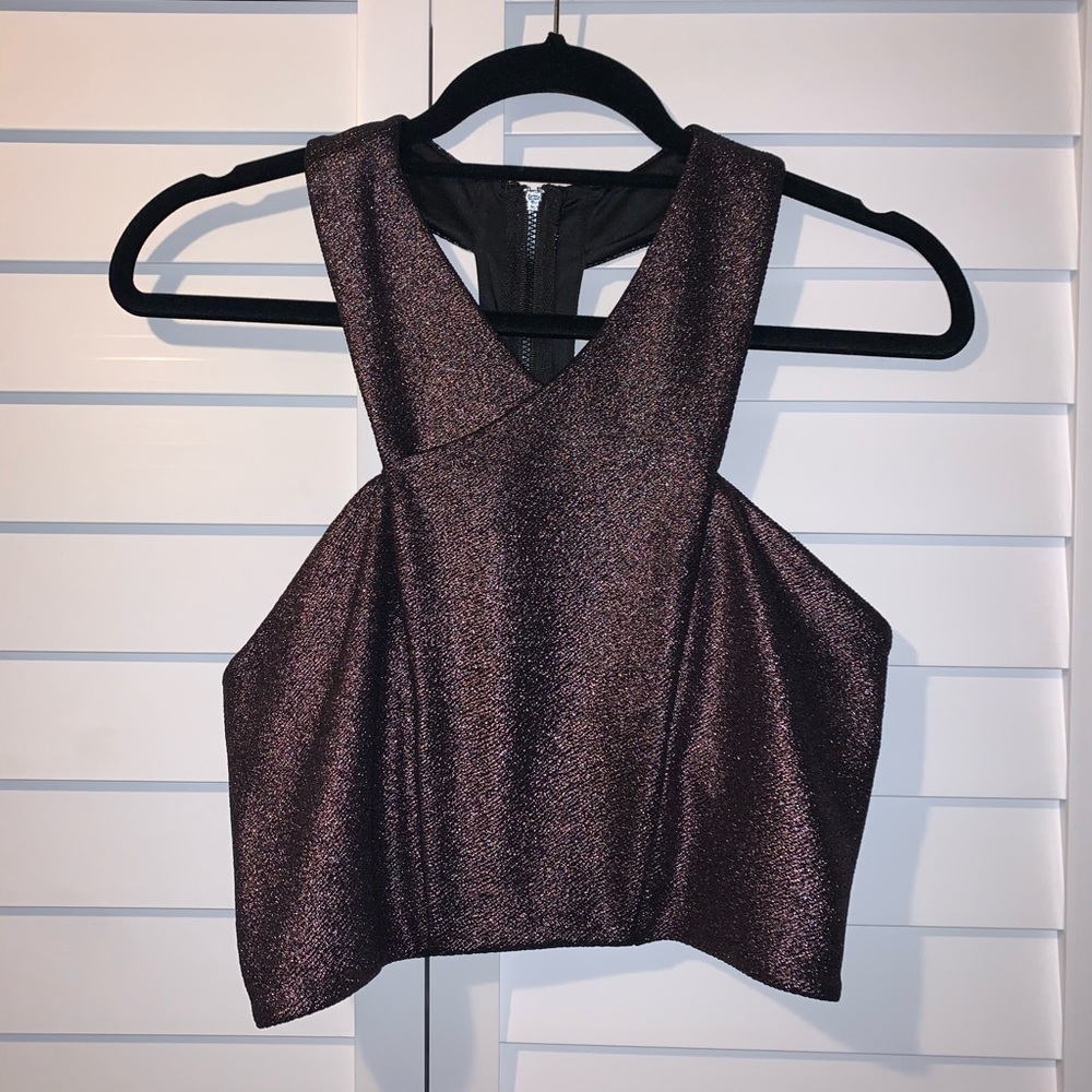 EXPRESS metallic purple crop top